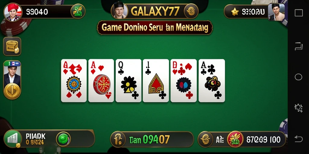Screenshot gameplay GALAXY77 yang menampilkan aksi seru bermain Domino.