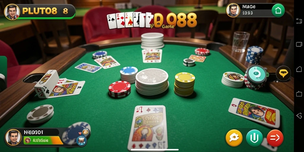 Screenshot PLUTO88 menampilkan gameplay Gaple yang seru dan kompetitif.