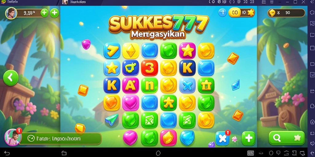 Tampilan gameplay <strong>SUKSES777</strong> dengan simbol cerah dan kombinasi menarik.