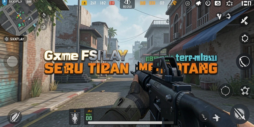 Tangkapan layar menampilkan aksi menembak seru di gameplay SXXPLAY.