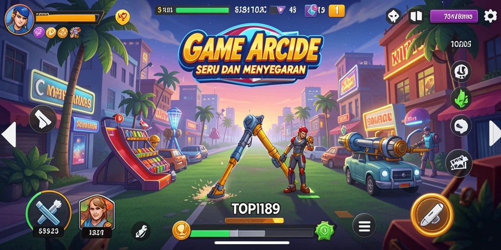 Screenshot menunjukkan gameplay seru dan penuh warna dari TOPI189.