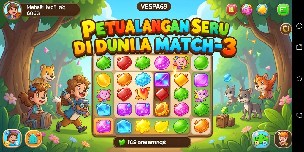 Tampilan gameplay seru dari VESPA69 dengan berbagai tantangan Match-3.
