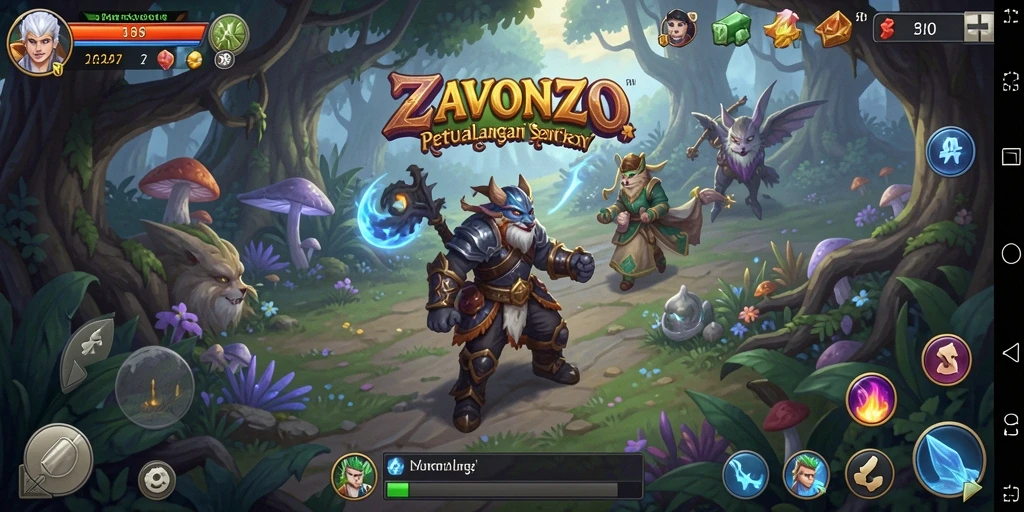 Tampilan gameplay intens dari ZAVONZO dengan aksi RPG yang mendebarkan.